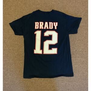 New England Patriots Tom Brady NFL Navy Blue NFL Football T-shirt Men's M